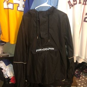 Pink dolphin black windbreaker jacket